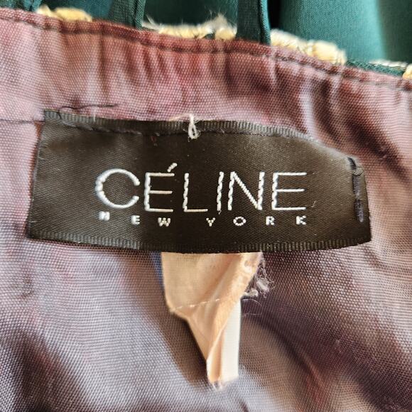 Celine New York Dress Womens M/L Green Maxi Rhinestones Crochet Evening Designer - Picture 10 of 16